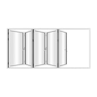 KaMic 168" x 80" 5 Panels Aluminum Folding Door In White, Folded Out From Left To Right Model #: FD5PWH16880-LR