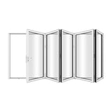 KaMic 168" x 80" 5 Panels Aluminum Folding Door In White, Folded Out From Left To Right Model #: FD5PWH16880-LR
