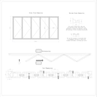 KaMic 168" x 80" 5 Panels Aluminum Folding Door In White, Folded Out From Left To Right Model #: FD5PWH16880-LR