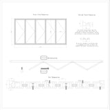 KaMic 168" x 80" 5 Panels Aluminum Folding Door In White, Folded Out From Left To Right Model #: FD5PWH16880-LR