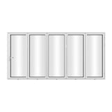 KaMic 168" x 80" 5 Panels Aluminum Folding Door In White, Folded Out From Left To Right Model #: FD5PWH16880-LR
