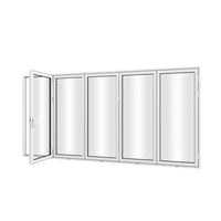KaMic 168" x 80" 5 Panels Aluminum Folding Door In White, Folded Out From Left To Right Model #: FD5PWH16880-LR