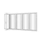 KaMic 168" x 80" 5 Panels Aluminum Folding Door In White, Folded Out From Left To Right Model #: FD5PWH16880-LR