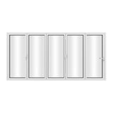KaMic 168" x 80" 5 Panels Aluminum Folding Door In White, Folded Out From Left To Right Model #: FD5PWH16880-LR