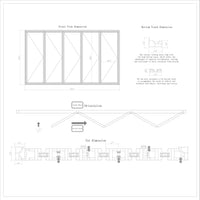 KaMic 168" x 96" 5 Panels Aluminum Folding Door In White, Folded Out From Left To Right Model #: FD5PWH16896-LR