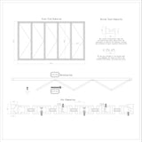 KaMic 168" x 96" 5 Panels Aluminum Folding Door In White, Folded Out From Left To Right Model #: FD5PWH16896-LR