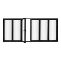 KaMic 192" x 80" 6 Panels Aluminum Folding Doors in Black, Folded Out from Dual Open Model #: FD6PBK19280-DO