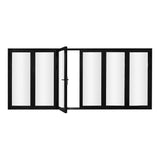 KaMic 192" x 80" 6 Panels Aluminum Folding Doors in Black, Folded Out from Dual Open Model #: FD6PBK19280-DO