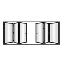 KaMic 192" x 80" 6 Panels Aluminum Folding Doors in Black, Folded Out from Dual Open Model #: FD6PBK19280-DO