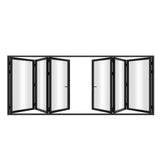 KaMic 192" x 80" 6 Panels Aluminum Folding Doors in Black, Folded Out from Dual Open Model #: FD6PBK19280-DO