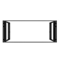 KaMic 192" x 80" 6 Panels Aluminum Folding Doors in Black, Folded Out from Dual Open Model #: FD6PBK19280-DO