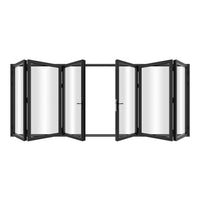 KaMic 192" x 80" 6 Panels Aluminum Folding Doors in Black, Folded Out from Dual Open Model #: FD6PBK19280-DO