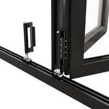 KaMic Versa-Fold 192" x 80" 6 Panels Aluminum Folding Doors in Black, Folded Out from Dual Open Model #: FD6PBK19280-DO
