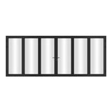 KaMic 192" x 80" 6 Panels Aluminum Folding Doors in Black, Folded Out from Dual Open Model #: FD6PBK19280-DO