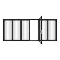 KaMic 192" x 80" 6 Panels Aluminum Folding Doors in Black, Folded Out from Dual Open Model #: FD6PBK19280-DO