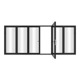 KaMic 192" x 80" 6 Panels Aluminum Folding Doors in Black, Folded Out from Dual Open Model #: FD6PBK19280-DO