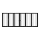 KaMic 192" x 80" 6 Panels Aluminum Folding Doors in Black, Folded Out from Dual Open Model #: FD6PBK19280-DO