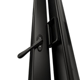 KaMic Versa-Fold 192" x 96" 6 Panels Alumium Folding Door in Black, Folded Out from Dual Open Model #: FD6PBK19296-DO
