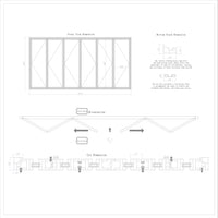 KaMic 192" x 96" 6 Panels Alumium Folding Door in Black, Folded Out from Dual Open Model #: FD6PBK19296-DO