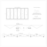 KaMic 192" x 96" 6 Panels Alumium Folding Door in Black, Folded Out from Dual Open Model #: FD6PBK19296-DO