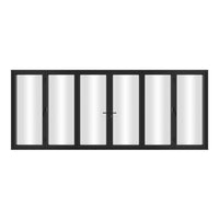 KaMic 192" x 96" 6 Panels Alumium Folding Door in Black, Folded Out from Dual Open Model #: FD6PBK19296-DO