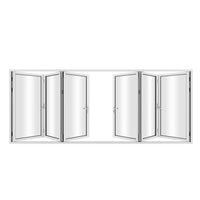 KaMic 192" x 80" 6 Panels Aluminum Folding Doors in White, Folded Out from Dual Open Model #: FD6PWH19280-DO