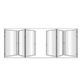 KaMic 192" x 80" 6 Panels Aluminum Folding Doors in White, Folded Out from Dual Open Model #: FD6PWH19280-DO