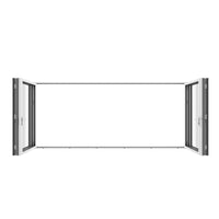 KaMic 192" x 80" 6 Panels Aluminum Folding Doors in White, Folded Out from Dual Open Model #: FD6PWH19280-DO