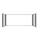 KaMic 192" x 80" 6 Panels Aluminum Folding Doors in White, Folded Out from Dual Open Model #: FD6PWH19280-DO