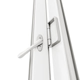 KaMic Versa-Fold 192" x 80" 6 Panels Aluminum Folding Doors in White, Folded Out from Dual Open Model #: FD6PWH19280-DO