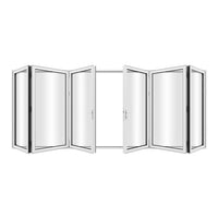 KaMic 192" x 80" 6 Panels Aluminum Folding Doors in White, Folded Out from Dual Open Model #: FD6PWH19280-DO