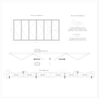 KaMic 192" x 80" 6 Panels Aluminum Folding Doors in White, Folded Out from Dual Open Model #: FD6PWH19280-DO