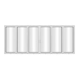 KaMic 192" x 80" 6 Panels Aluminum Folding Doors in White, Folded Out from Dual Open Model #: FD6PWH19280-DO