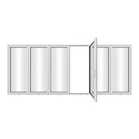 KaMic 192" x 80" 6 Panels Aluminum Folding Doors in White, Folded Out from Dual Open Model #: FD6PWH19280-DO