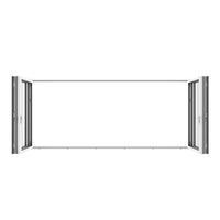 KaMic 192" x 80" 6 Panels Aluminum Folding Doors in White, Folded Out from Dual Open Model #: FD6PWH19280-DO