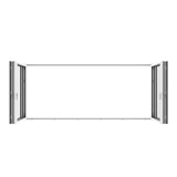 KaMic 192" x 80" 6 Panels Aluminum Folding Doors in White, Folded Out from Dual Open Model #: FD6PWH19280-DO