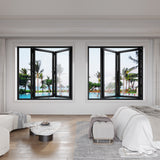 KaMic Versa-Fold 72" x 36" 2 Panels Aluminum Folding Window in Black, Folded Out from Right to Left Model #: FW2PBK7236-RL