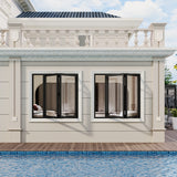 KaMic Versa-Fold 72" x 48" 2 Panels Aluminum Folding Window in Black, Folded Out from Left to Right Model #: FW2PBK7248-LR