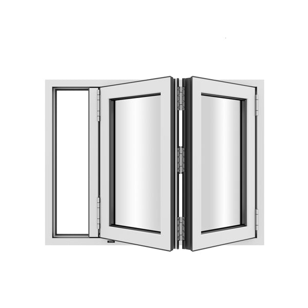 KaMic Versa-Fold 36" x 36" 2 Panels Aluminum Folding Window in White, Folded Out from Left to Right Model #: FW2PWH3636-LR