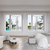 KaMic Versa-Fold 60" x 36" 2 Panels Aluminum Folding Window in White, Folded Out from Right to Left Model #: FW2PWH6036-RL