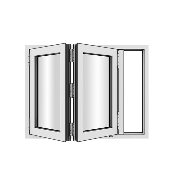 KaMic Versa-Fold 60" x 48" 2 Panels Aluminum Folding Window in White, Folded Out from Right to Left Model #: FW2PWH6048-RL