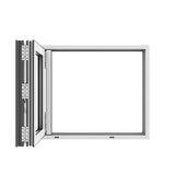 KaMic Versa-Fold 72" x 48" 2 Panels Aluminum Folding Window in White, Folded Out from Right to Left Model #:FW2PWH7248-RL