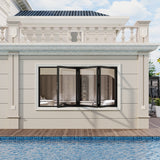 KaMic Versa-Fold 72" x 42" 3 Panels Aluminum Folding Window in Black, Folded Out from Left to Right Model #: FW3PBK7242-LR