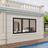 KaMic Versa-Fold 72" x 48" 3 Panels Aluminum Folding Window in Black, Folded Out from Left to Right Model #: FW3PBK7248-LR