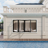 KaMic Versa-Fold 72" x 42" 3 Panels Aluminum Folding Window in Black, Folded Out from Left to Right Model #: FW3PBK7242-RL