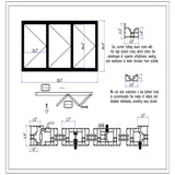 KaMic Versa-Fold 96" x 36" 3 Panels Aluminum Folding Window in Black, Folded Out from Left to Right Model #: FW3PBK9636-LR