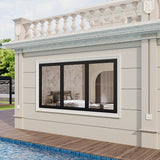 KaMic Versa-Fold 96" x 36" 3 Panels Aluminum Folding Window in Black, Folded Out from Right to Left Model #: FW3PBK9636-RL