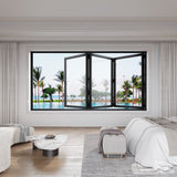 KaMic Versa-Fold 96" x 36" 3 Panels Aluminum Folding Window in Black, Folded Out from Right to Left Model #: FW3PBK9636-RL