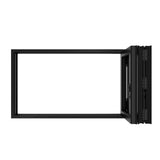 KaMic Versa-Fold 96" x 42" 3 Panels Aluminum Folding Window in Black, Folded Out from Left to Right Model #: FW3PBK9642-LR
