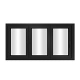 KaMic Versa-Fold 96" x 42" 3 Panels Aluminum Folding Window in Black, Folded Out from Left to Right Model #: FW3PBK9642-LR